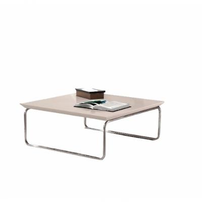 Mesa De Centro Munique 70x70 Cm Off White Com Base Cromada
