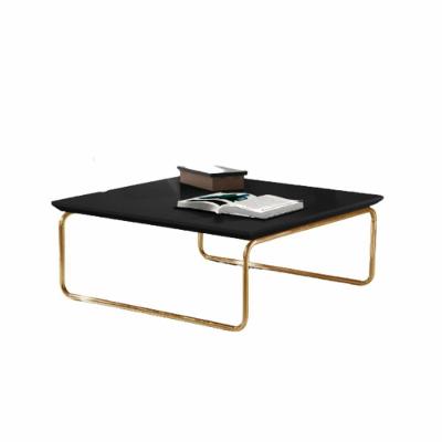 Mesa De Centro Munique 70x70 Cm Preto Com Base Dourada