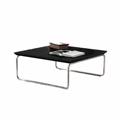 Mesa De Centro Munique 70x70 Cm Preto Com Base Cromada
