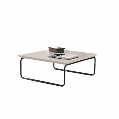 Mesa De Centro Munique 70x70 Cm Off White Com Base Preta