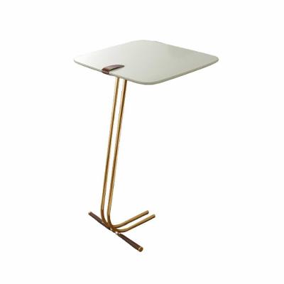 Mesa De Apoio Bandeja Off White Base Dourada