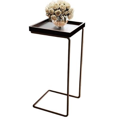 Mesa Apoio Lateral Para Sofá Pé Café LarFlex Cor:laca Preto