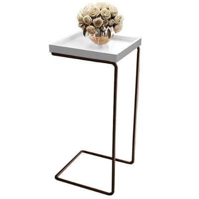 Mesa Apoio Lateral Para Sofá Pé Café LarFlex Cor:branco