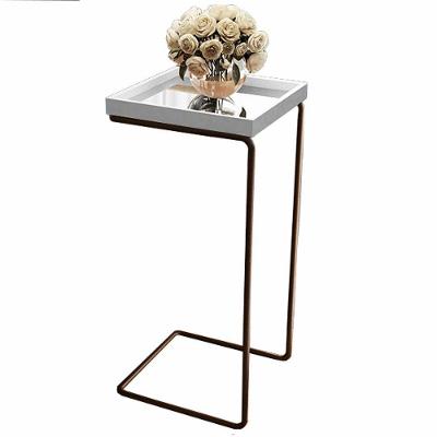 Mesa Apoio Lateral Para Sofá Espelhada Pé Café LarFlex Cor:branco