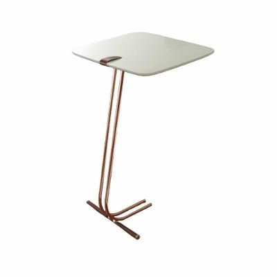 Mesa De Apoio Bandeja Off White Base Cobre