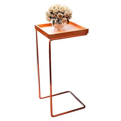 Mesa Apoio Lateral Para Sofá Pé Cobreado LarFlex Cor:castanho