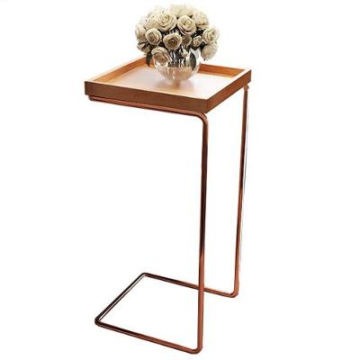 Mesa Apoio Lateral Para Sofá Pé Cobreado LarFlex Cor:castanho