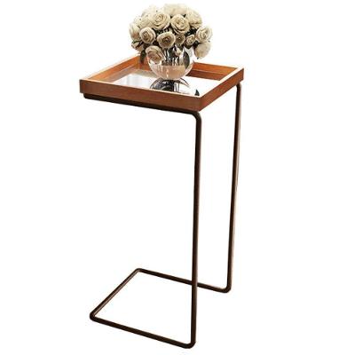 Mesa Apoio Lateral Para Sofá Espelhada Pé Café LarFlex Cor:castanho