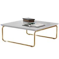 Mesa de Centro Kairos Pé Ouro Bisart Decor Branco - 2