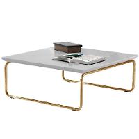 Mesa de Centro Kairos Pé Ouro Bisart Decor Branco - 3