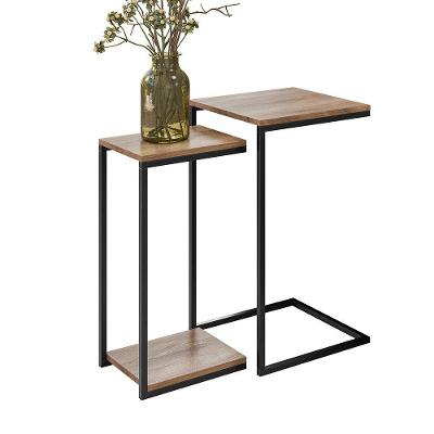 Kit 2 Mesas Laterais Industriais Aurora Preto ADJ Decor