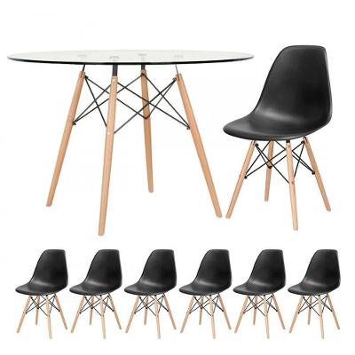 Mesa Redonda Eames 120cm + 6 Cadeiras Preto