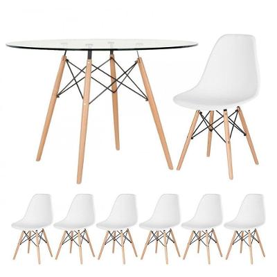 Mesa Redonda Eames 120cm + 6 Cadeiras Branco