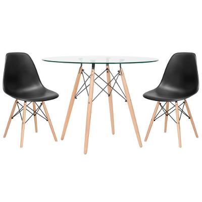 Mesa Redonda Eames 100cm + 2 Cadeiras Preto