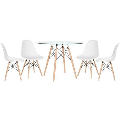 Mesa Redonda Eames 100cm + 4 Cadeiras Branco