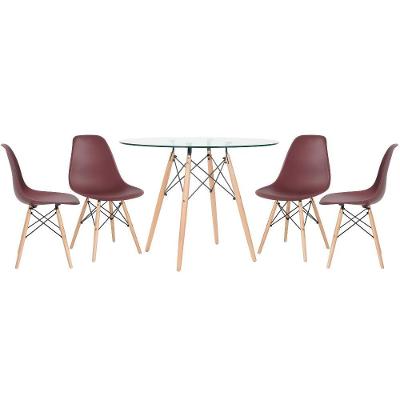 Mesa Redonda Eames 100cm + 4 Cadeiras Marrom