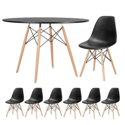 Mesa Redonda Eames 120cm Preto + 6 Cadeiras Preto