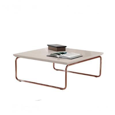 Mesa de Centro Kairos Pé Cobre Bisart Decor laca Off White