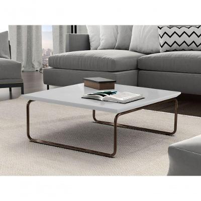 Mesa de Centro Kairos Pé Café Bisart Decor laca Branco