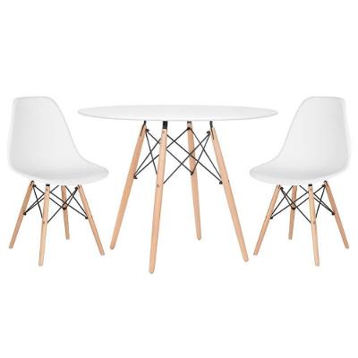 Mesa Redonda Eames 100cm Branco + 2 Cadeiras Branco