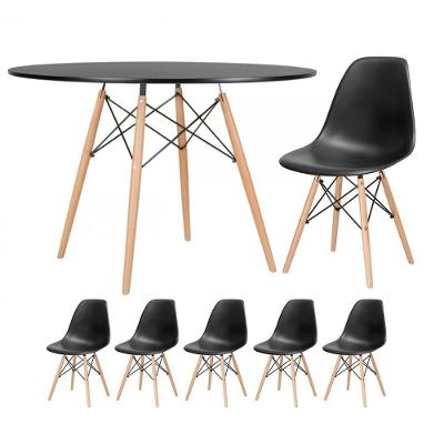 Mesa Redonda Eames 120cm Preto + 5 Cadeiras Preto