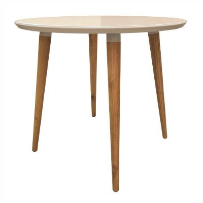 Mesa Para Sala De Jantar Redonda Betty Off White Tampo Vidro