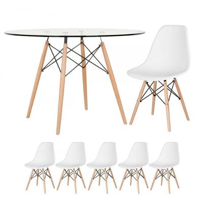 Mesa Redonda Eames 120cm + 5 Cadeiras Branco