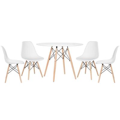Mesa Redonda Eames 100cm Branco + 4 Cadeiras Branco