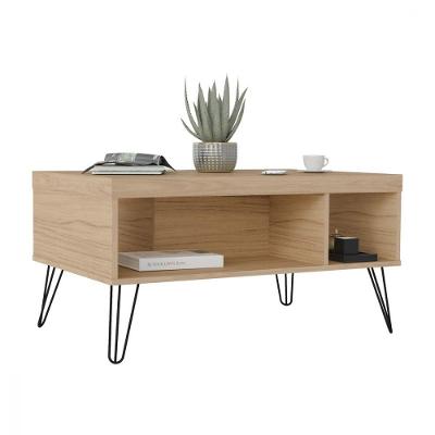 Mesa de Centro Liberty Carvalho com 2 Nichos e Pés Artely