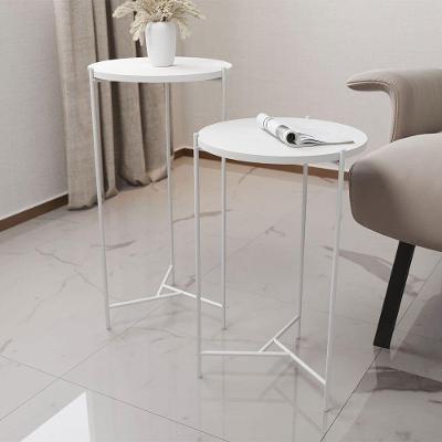 Mesa Lateral Redonda Áquila Branca Tampo Branco Branco