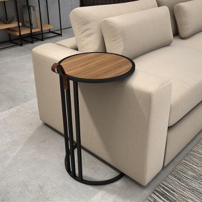 Mesa De Apoio Industrial Supreme Alça De Couro Freijó Marrom