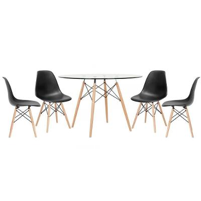 Mesa Redonda Eames 120cm + 4 Cadeiras Preto Preto