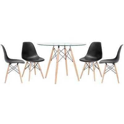 Mesa Redonda Eames 100cm + 4 Cadeiras Preto