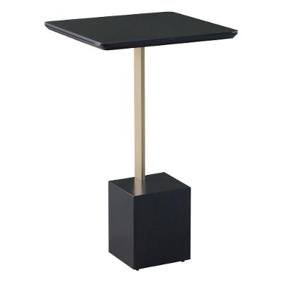 Mesa Lateral Goagil 35x35 Tampo e Base Preto Metal Dourado