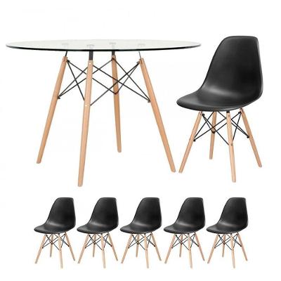 Mesa Redonda Eames 120cm + 5 Cadeiras Preto