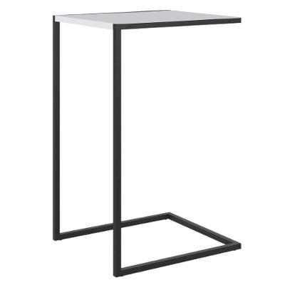 Mesa Lateral de Apoio Branco Base Preta Artesano