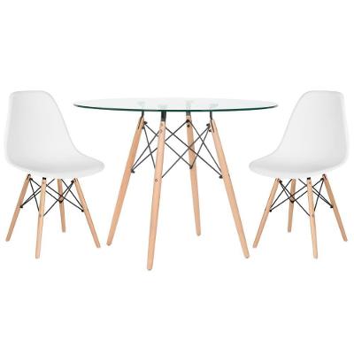 Mesa Redonda Eames 100cm + 2 Cadeiras Branco