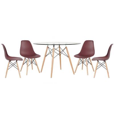 Mesa Redonda Eames 120cm + 4 Cadeiras Marrom Marrom