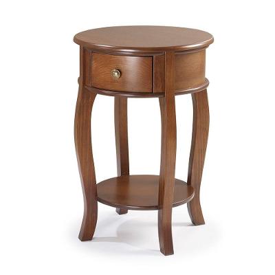 Mesa de Apoio Redonda 1 Gaveta Imbuia Verniz