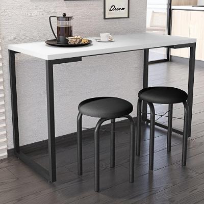 Conjunto Mesa De Cozinha 120cm 2 Banquetas Branco