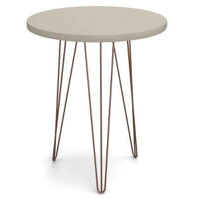 Mesa de Apoio Redonda Base Aço Evolution Off White Patrimar
