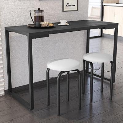 Conjunto Mesa De Cozinha 120cm 2 Banquetas Preto