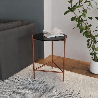 Mesa Lateral Industrial Marbella Cobre Com Preto - Preto
