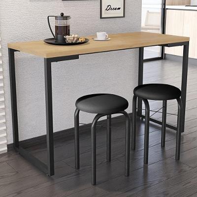 Conjunto Mesa De Cozinha 120cm 2 Banquetas Nature