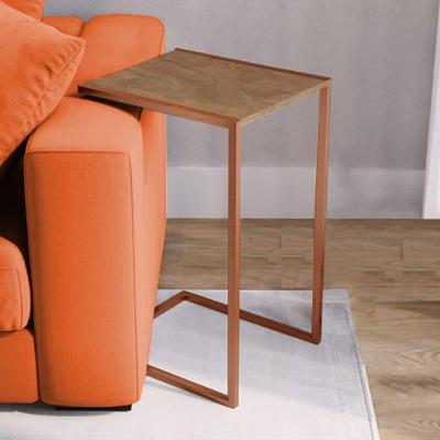 Mesa Lateral Industrial Steel Cobre E Imbuia - Cor: Marrom