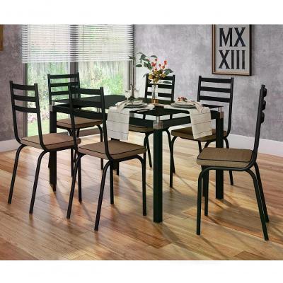 Kit Mesa Malva Sf Preto Tp Vidro 1,40 Preto C/06 Cad. 118