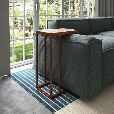 Mesa Lateral Encaixe Elena Cobre E Tampo Amendoa New Green - Marrom