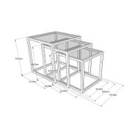 Trio Mesa Lateral Industrial Isabella De Vidro Base Ferro Azul Turquesa - Preto - 2