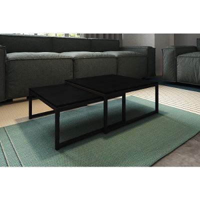 Duo Mesa De Centro Catarina Preto E Tampo Preto New Green - Preto