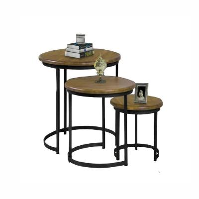 Trio Mesa Lateral de Canto com Base de Metal Preta